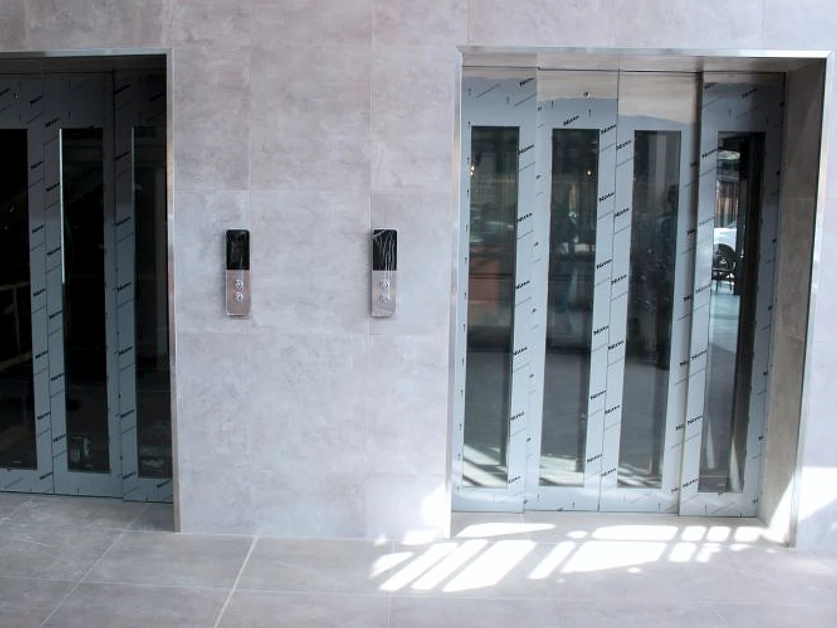Passenger-elevator entrances during installation at a Pietermaritzburg mall