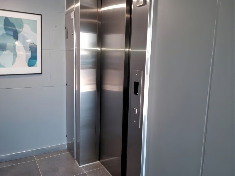 Stainless-steel passenger-elevator entrance at a Somerset West shopping centre