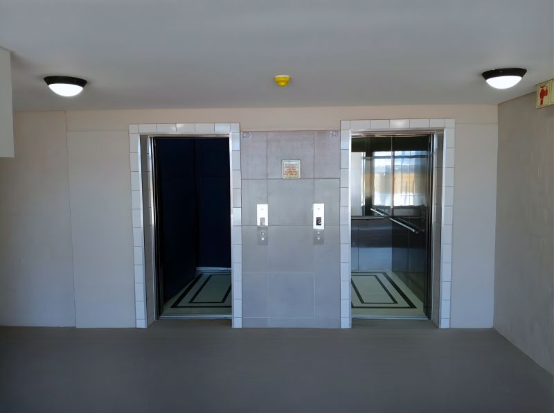 Passenger elevator entrances at a Western Cape social-housing development